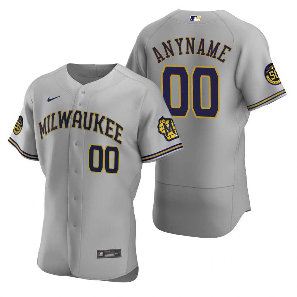 Milwaukee Brewers Customized Nike Gray Stitched MLB Flex Base 2020 Road Jersey,We sell and wholesale Milwaukee Brewers Customized Nike Gray Stitched MLB Flex Base 2020 Road Jersey on line form chian!